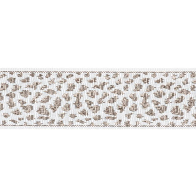 Leopard Tape Taupe 75854 by Schumacher Designer Trim Indoor/Outdoor: Prints & Wovens 2.12" - Swanky Fabrics -