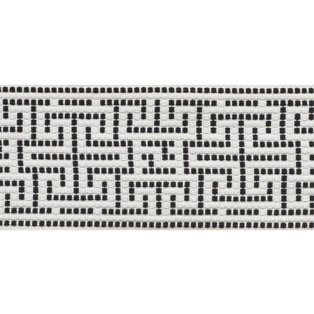 Maze Tape Indoor/Outdoor Black 75952 by Schumacher Designer Trim Indoor/Outdoor: Prints & Wovens 3.75" - Swanky Fabrics -
