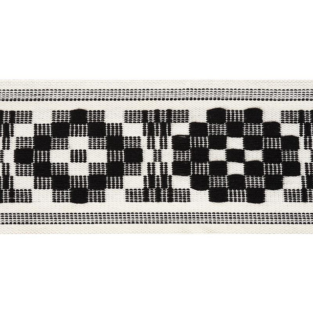 Maidstone Tape Black 75313 by Schumacher Designer Trim Chambray 6.12" - Swanky Fabrics -