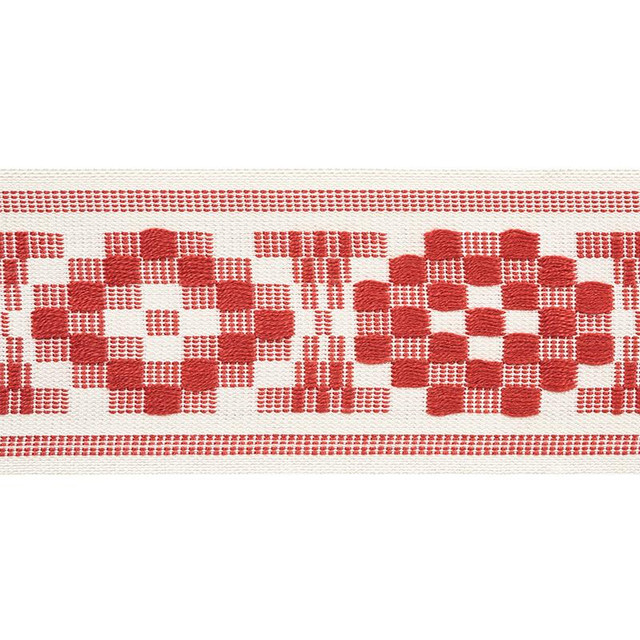 Maidstone Tape Coral 75311 by Schumacher Designer Trim Chambray 6.12" - Swanky Fabrics -