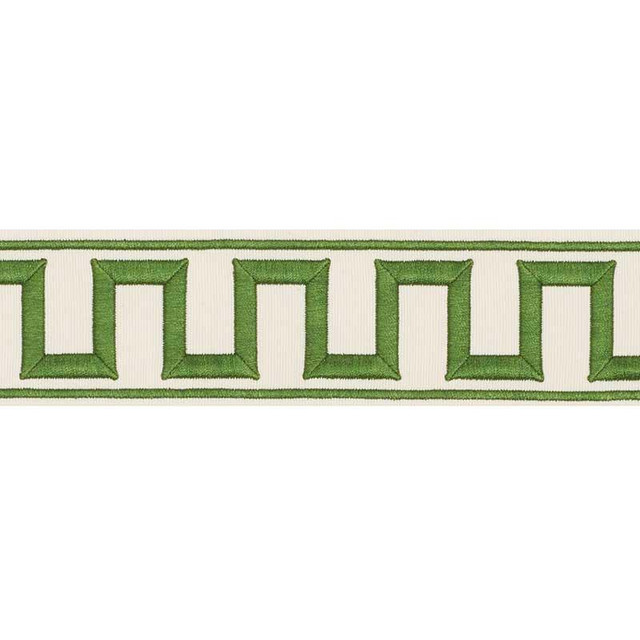 Greek Key Embroidered Tape Green 70795 by Schumacher Designer Trim Miles Redd 1.8" - Swanky Fabrics - Greek Key Embroidered Tape Green 70795 by Schumacher Designer Trim Miles Redd 1.8" - Swanky Fabrics -