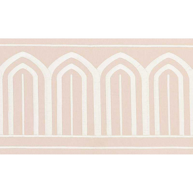 Arches Embroidered Tape Wide Blush 70774 by Schumacher Designer Trim Miles Redd 5.3" - Swanky Fabrics -