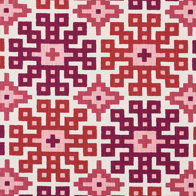Palmetto Print Valentine 177452 by Schumacher Designer Fabric Happy-Together 100% Cotton Wyzenbeek 15,000 Horizontal: 26.75 and Vertical: 25.25 54 - Swanky Fabrics -