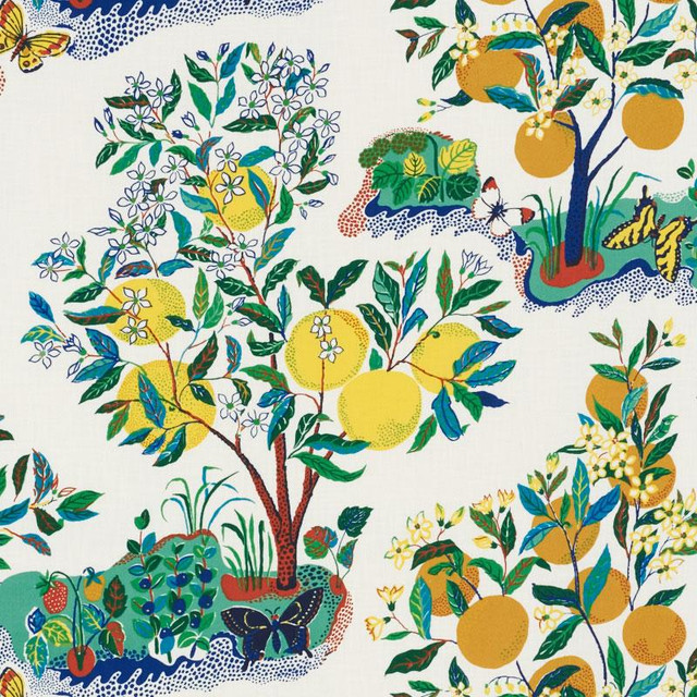 Citrus Garden Indoor/Outdoor Primary 177330 by Schumacher Designer Fabric Indoor/Outdoor: Prints & Wovens 52.5" - Swanky Fabrics - Citrus Garden Indoor/Outdoor Primary 177330 by Schumacher Designer Fabric Indoor/Outdoor: Prints & Wovens 52.5" - Swanky Fabrics -