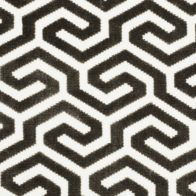 Ming Fret Velvet Taupe 73101 by Schumacher Designer Fabric Cut-Patterned-Velvets 54% Cotton, 46% Viscose Wyzenbeek 50,000 Horizontal: 3.75 and Vertical: 3.125 50 - Swanky Fabrics -
