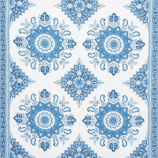 Montecito Medallion Indigo 176481 by Schumacher Designer Fabric Mark D. Sikes 54.0" - Swanky Fabrics - Montecito Medallion Indigo 176481 by Schumacher Designer Fabric Mark D. Sikes 54.0" - Swanky Fabrics -