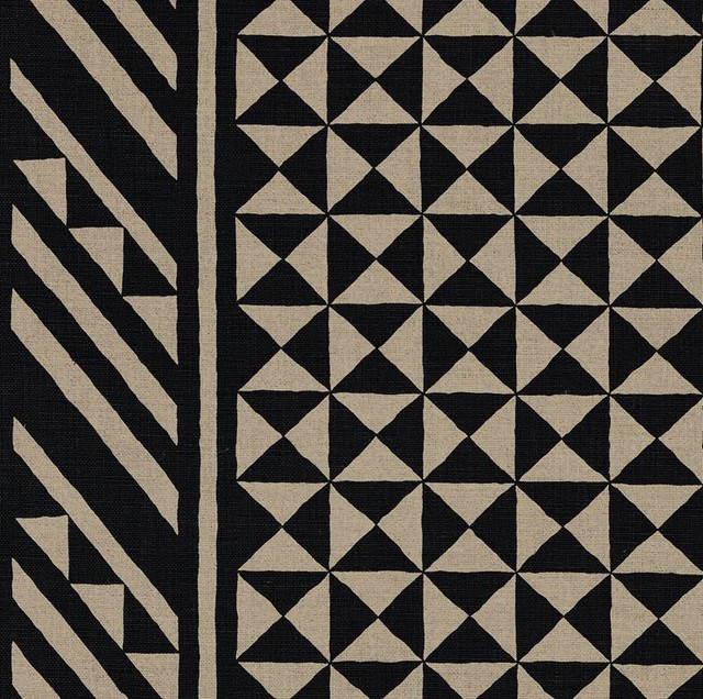 Nuba Black On Natural 176300 by Schumacher Designer Fabric Tribal-Chic 100% Linen - Horizontal: 54 and Vertical: 32 54 - Swanky Fabrics -