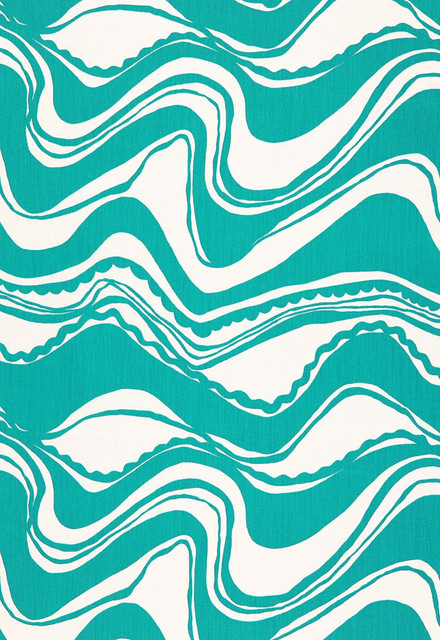 Carmel Coastline Print Laguna 174691 by Schumacher Designer Fabric Trina-Turk 100% Acrylic - Horizontal: 27 and Vertical: 25.25 54 - Swanky Fabrics -