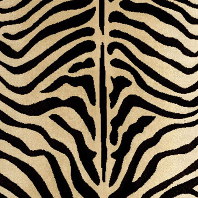 Ze'Bre Pingl Black/Ecru 43491 by Schumacher Designer Fabric Animal Prints & Wovens 25.75" - Swanky Fabrics -