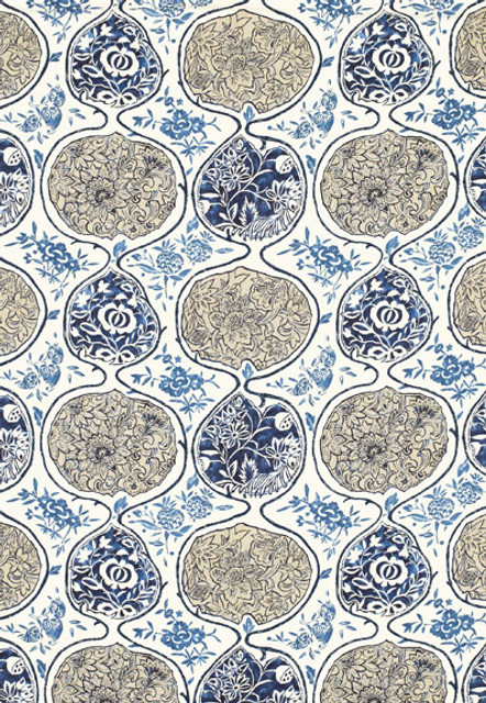Katsugi Blues 2620933 by Schumacher Designer Fabric Exuberant-Prints 55% Linen, 45% Cotton - Horizontal: 27 and Vertical: 25 54 - Swanky Fabrics -