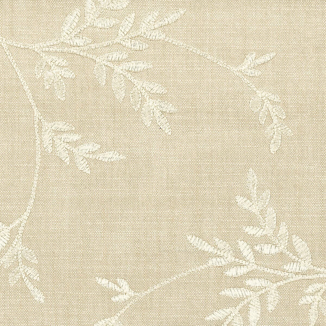 Gusto 1 Bamboo by Stout Designer Fabric Color My Window Natural/Toast 73% Cotton 27% Polyester Rayon Embroidery INDIA FLAME RETARDANT-U.F.A.C. CLASS 1 (OR A) FLAME RETARDANT-N.F.P.A. 260A CLASS 1 CATB 117-2013 WYZENBEEK 15 000 DOUBLE RUB WEAR TEST (HEAVY DUTY) Horizontal: 13.625 and Vertical: 9.125 54 in - Swanky Fabrics -