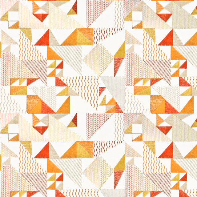 Jabiru 1 Gingersnap by Stout Designer Fabric Rainbow Library Sunset/Spice 100% Cotton Rayon Embroidery INDIA Horizontal: 16.875 and Vertical: 15.375 51 in - Swanky Fabrics -
