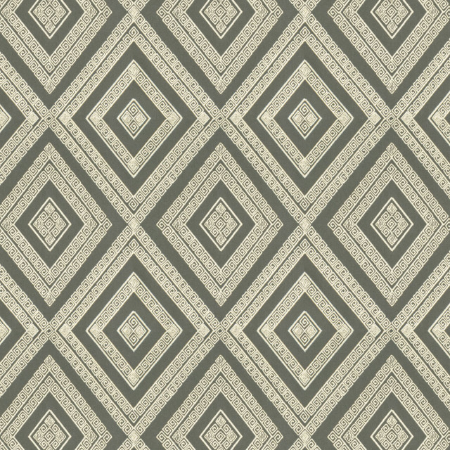 Intarsia 5 Smoke by Stout Designer Fabric Rainbow Library Dove/Charcoal 100% Cotton Embroidery INDIA Horizontal: 10.375 and Vertical: 12.875 51.87 in - Swanky Fabrics -