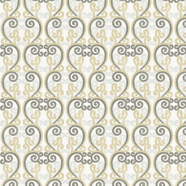 Boxster 2 Stone by Stout Designer Fabric Rainbow Library Chrome/Nickel 100% Cotton Embroidery INDIA Horizontal: 12.625 and Vertical: 15.625 51.25 in - Swanky Fabrics -