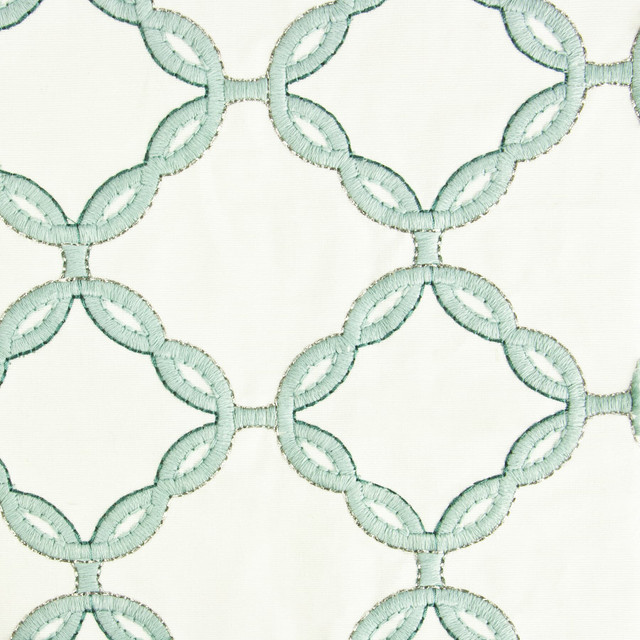 Edify 3 Vapor by Stout Designer Fabric Rainbow Library Bayberry/Seafoam 100% Cotton Viscose Embroidery INDIA Horizontal: 4.125 and Vertical: 3.75 50 in - Swanky Fabrics -