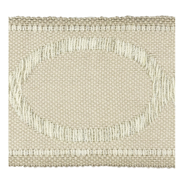 Monogram 6 Putty by Stout Designer Trim Moondust Trim 38% Linen 31% Spun Viscose 26% JUT 5% Metallic CHINA Horizontal: 0 and Vertical: 0 3 in - Swanky Fabrics -
