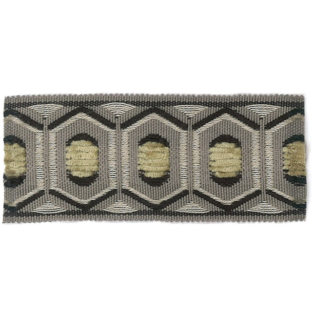 Honeycomb 1 Fog by Stout Designer Trim Accents Tapes & Borders 74% Spun Viscose 26% Polyester CHINA Horizontal: 0.875 and Vertical: 0 1.75 in - Swanky Fabrics -