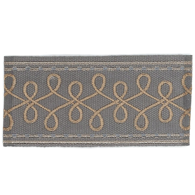 Katherine 2 Pewter by Stout Designer Trim Accents Tapes & Borders 100% Spun Viscose CHINA Horizontal: 1 and Vertical: 0 2 in - Swanky Fabrics -