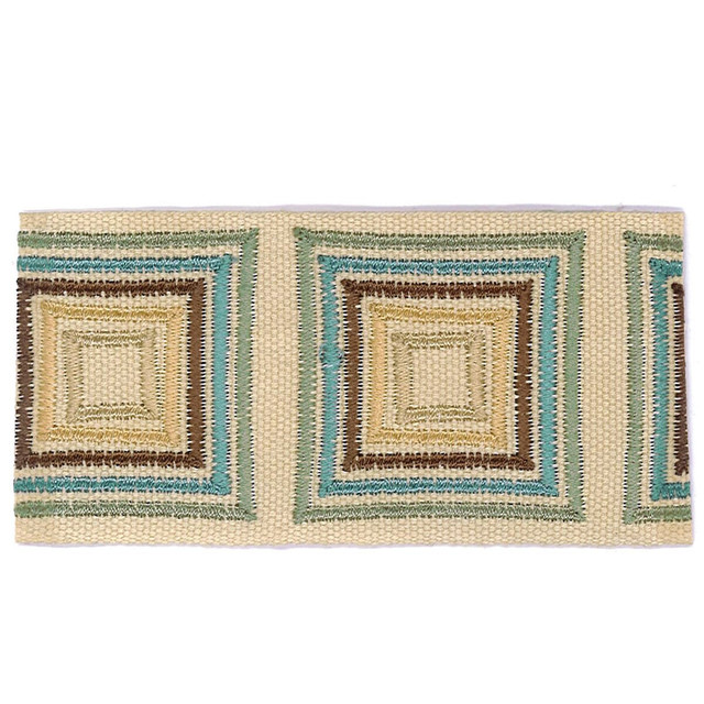 Boxcar 5 Aqua by Stout Designer Trim Accents Tapes & Borders 100% Spun Viscose CHINA Horizontal: 2 and Vertical: 0 2 in - Swanky Fabrics -