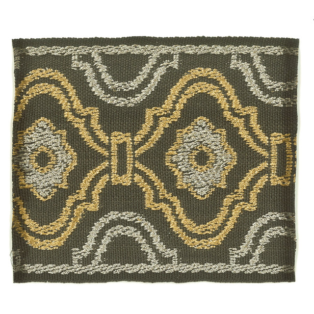 About 2 Grey by Stout Designer Trim Insights Trim 51% Spun Viscose 49% Polyester CHINA Horizontal: 2.125 and Vertical: 0 3.38 in - Swanky Fabrics -