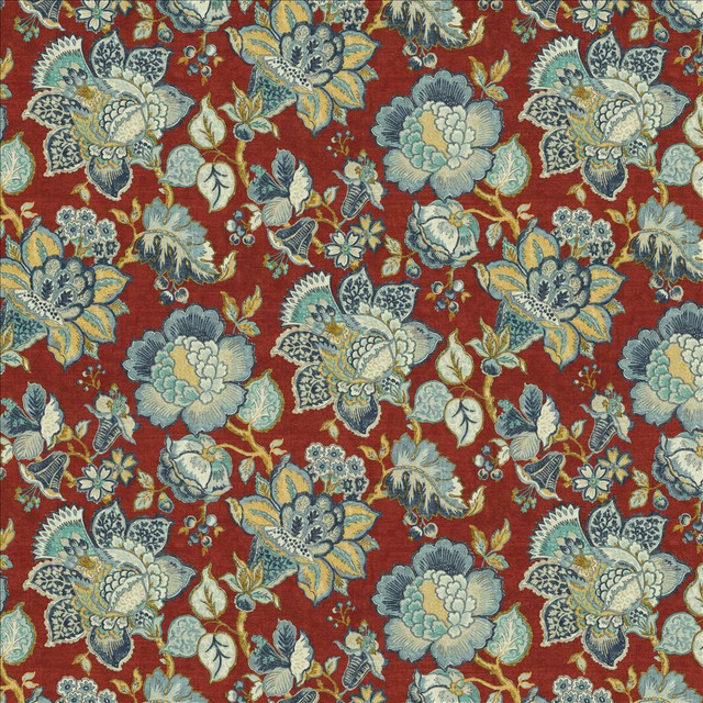 Parisian Park Crimson  by Kasmir Designer Fabric 1452 100% Cotton
 SPAIN 30,000 Wyzenbeek Double Rubs Horizontal: 27 inches and Vertical: 27 inches 54  - Swanky Fabrics -