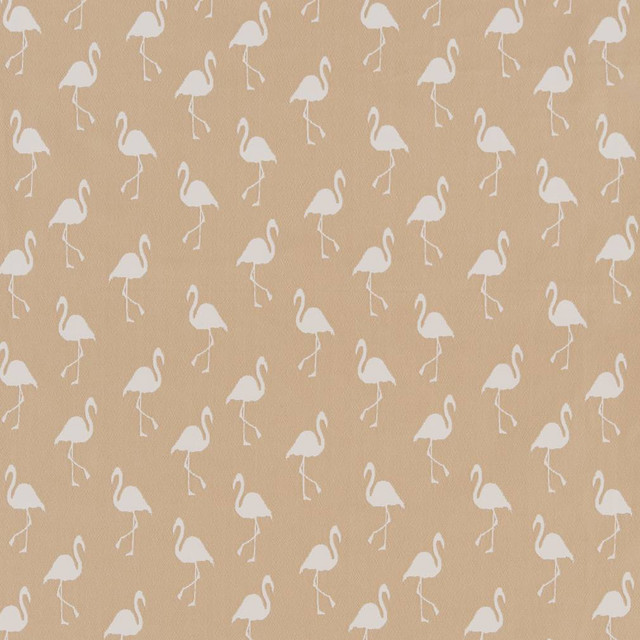 D1437 Ecru Flamingo by Charlotte Designer Fabric Vibrant Wovens 100% Woven Polypropylene Europe Exceeds 100,000 Wyzenbeek Rubs (Heavy Duty) Horizontal 14.5" x Vertical 14" 54 Inches - Swanky Fabrics -