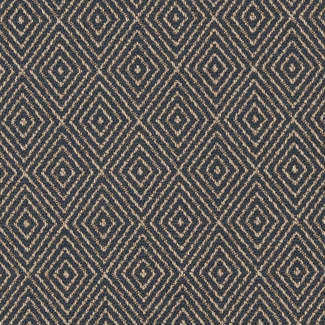 D1242 Indigo Diamond by Charlotte Designer Fabric Mid Century Textures 100% Woven Polyester China Exceeds 100,000 Wyzenbeek Rubs (Heavy Duty) Horizontal 2.25" x Vertical 3.25" 54 Inches - Swanky Fabrics -