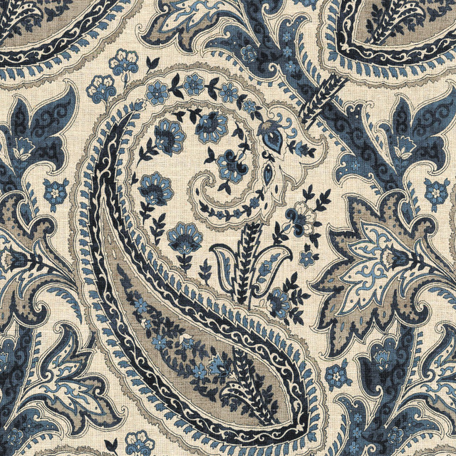 Plumtree Paisley Ink 750563 by Williamsburg Designer Fabric - 55% LINEN 45% COTTON CHINA 27000 Horizontal: 13.5 and Vertical: 27 54 - Swanky Fabrics -