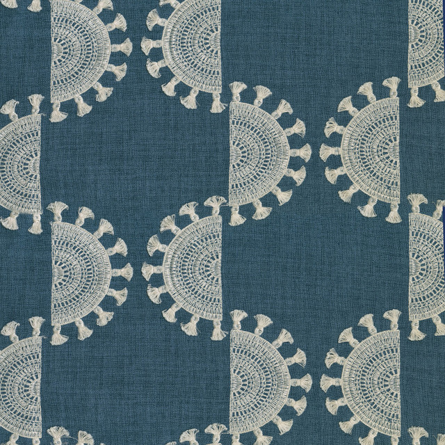 Solara Emb Tide 408992 by PKL Studio Designer Fabric - Base: 100% Polyester Emb: 100% Polyester India 50000 Horizontal: 12.75 and Vertical: 9.25 54" Base 52" emb. - Swanky Fabrics -