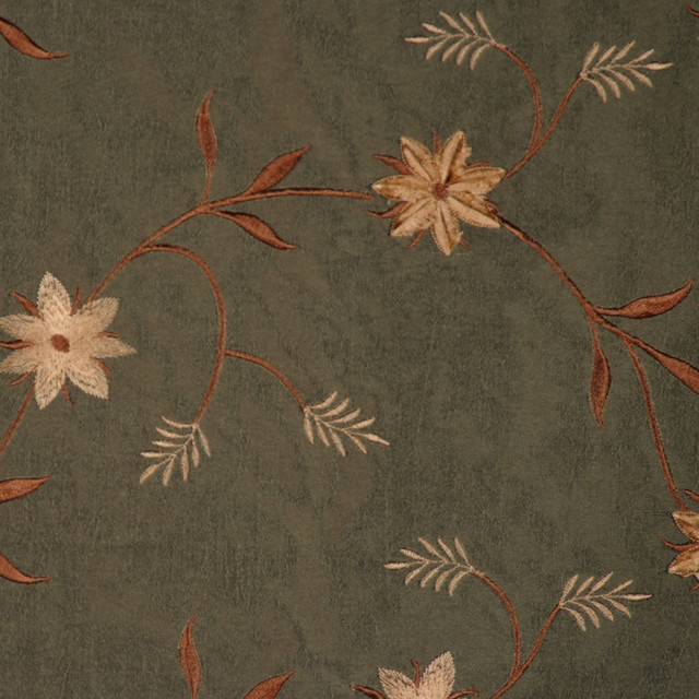 Poe Pesto Embroidery by RM CoCo Designer Fabric Storytellers 52% POLYESTER 48% POLYAMIDE Horizontal: 14 and Vertical: 14.6 58 - Swanky Fabrics -