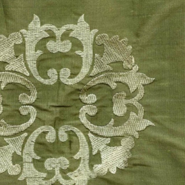 Reunited Green Tea by RM CoCo Designer Fabric Past, Present, Future - Wesco 100% SILK Horizontal: 11 and Vertical: 12.5 52 - Swanky Fabrics -