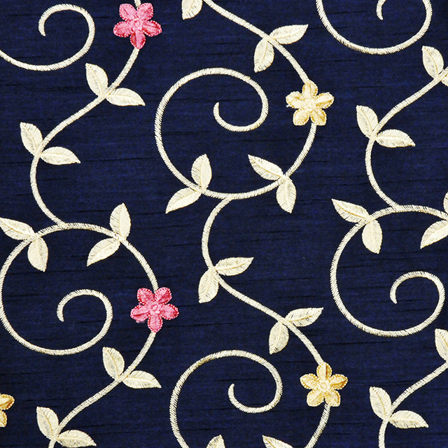 Heirloom Navy Blue by RM CoCo Designer Fabric Chinatown 100% Polyester Horizontal: 7.38 and Vertical: 6.375 54 - Swanky Fabrics -