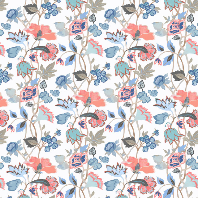 Aquarius 2 Coral by Aoc Designer Fabric SERENDIPITY 85%COT 15%LIN USA CATB 117-2013 </p><p>Repeat: 36.625 54 in - Swanky Fabrics -