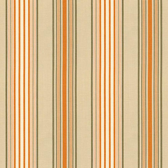 Saratoga Cotton Stripe Beige / Mocha / Pumpkin 62961 by Schumacher Designer Fabric Perennial Favorites 9.25" - Swanky Fabrics -