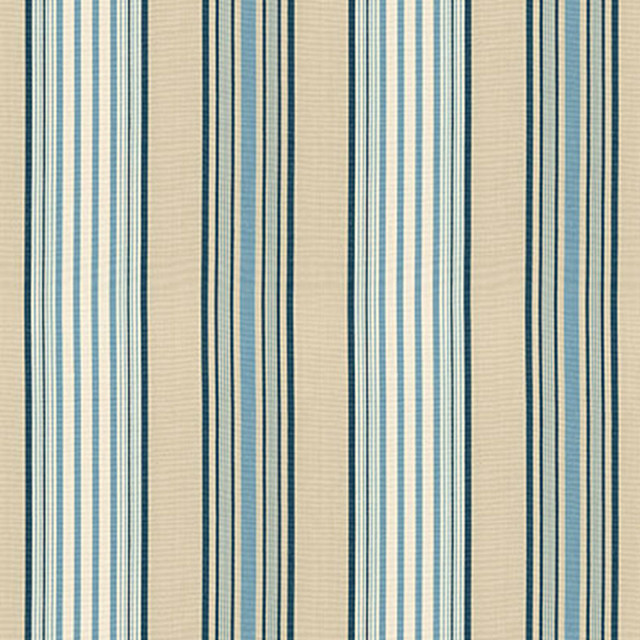 Saratoga Cotton Stripe Indigo / Chambray / Beige 62963 by Schumacher Designer Fabric CHROMA SP14 See Sample INDIA MEDIUM DUTY </p><p>Repeat: Horizontal: 9 1/4" (23CM) and Vertical: - 54" WIDE (137CM) - Swanky Fabrics -