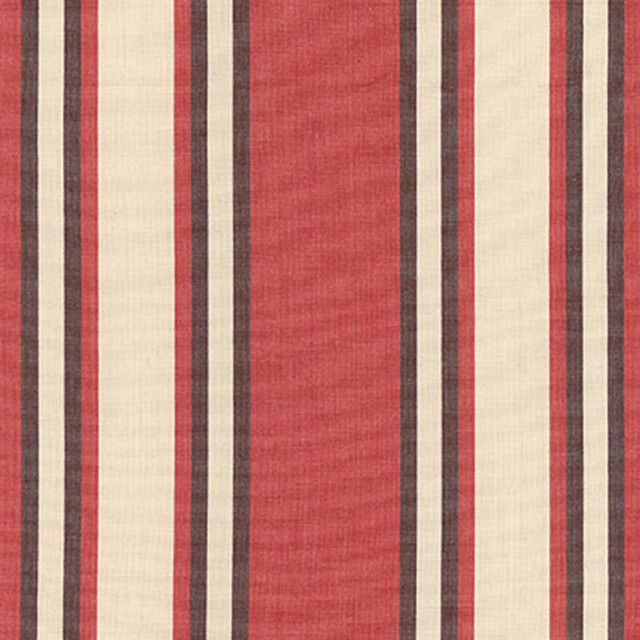 Seneca Cotton Stripe Red/Java 62986 by Schumacher Designer Fabric COUNTRY HOUSE COTTONS See Sample INDIA . </p><p>Repeat: Horizontal: 6 3/4" (17CM) and Vertical: - 54" WIDE (137CM) - Swanky Fabrics -