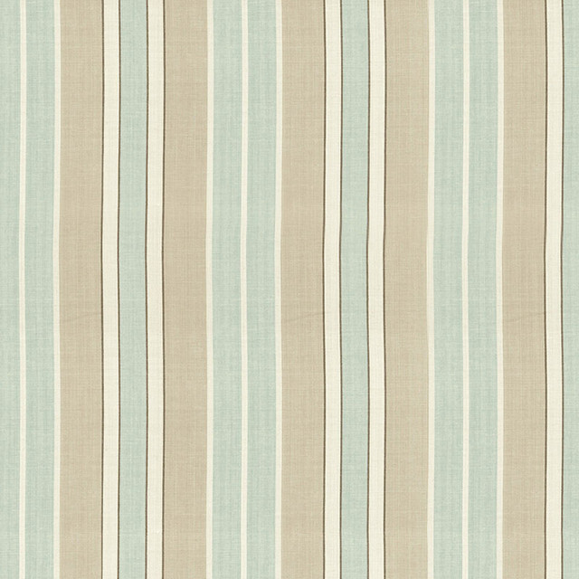 Beacon Cotton Stripe Aqua/Flax/Ivory 62991 by Schumacher Designer Fabric COUNTRY HOUSE COTTONS See Sample INDIA . </p><p>Repeat: Horizontal: 6 3/4" (17CM) and Vertical: - 54" WIDE (137CM) - Swanky Fabrics -