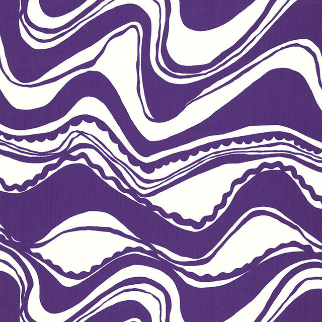Carmel Coastline Print Violet 174696 by Schumacher Designer Fabric TRINA TURK See Sample INDONESIA MEDIUM DUTY </p><p>Repeat: Horizontal: 27" (69CM) and Vertical: 25 1/4" (64CM) 54" WIDE (137CM) - Swanky Fabrics -