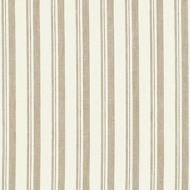 Capri Beige/White 69442 by Schumacher Designer Fabric Miles Redd 1.62" - Swanky Fabrics -