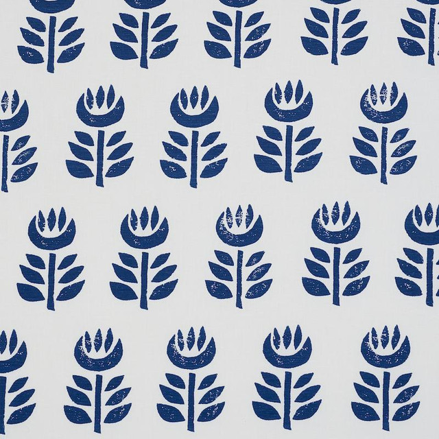 Rosenborg Hand Print Navy 179402 by Schumacher Designer Fabric Scandinavian Modern 27.0" - Swanky Fabrics -