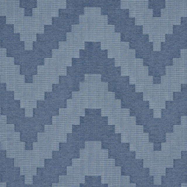Verne Indigo 76532 by Schumacher Designer Fabric World View 13.62" - Swanky Fabrics -