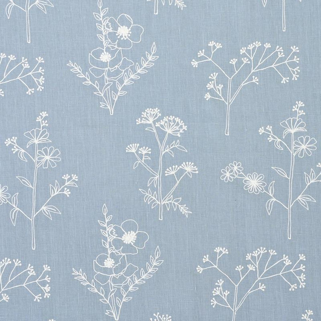 Lisbeth Embroidery Blue 78360 by Schumacher Designer Fabric Exquisite Embroideries 17.38" - Swanky Fabrics -