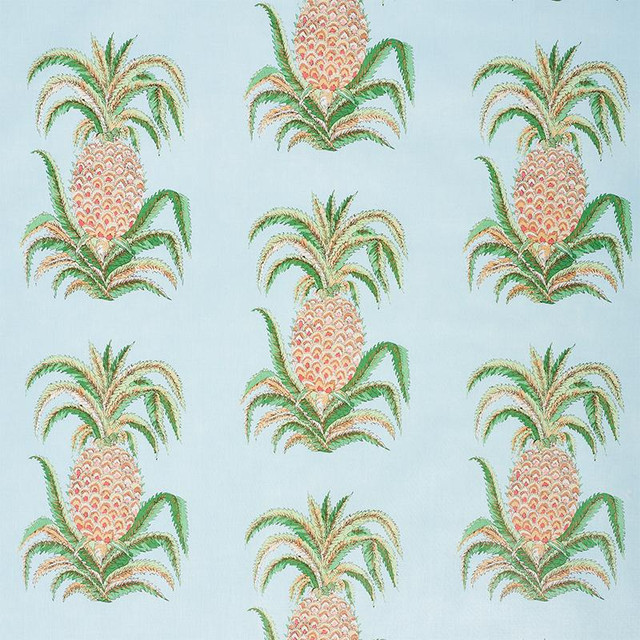 Pineapples Chintz Sky 178801 by Schumacher Designer Fabric Isola Indoor/Outdoor 27.12" - Swanky Fabrics -
