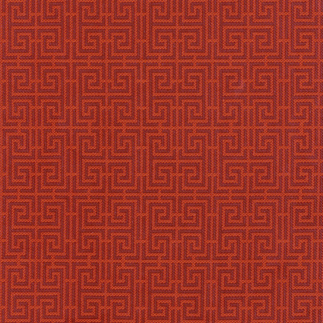 Chinois Fret Oxblood / Lacquer 54951 by Schumacher Designer Fabric ESSENTIALS: SMALL-SCALE UPHOLSTERY I See Sample FRANCE HEAVY DUTY </p><p>Repeat: Horizontal: 4 1/2" (11CM) and Vertical: 2 3/8" (6CM) 56" (142CM) - Swanky Fabrics -