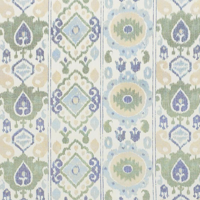 Elizia Ikat Green & Blue 179051 by Schumacher Designer Fabric New Traditional 26.5" - Swanky Fabrics - Elizia Ikat Green & Blue 179051 by Schumacher Designer Fabric New Traditional 26.5" - Swanky Fabrics -