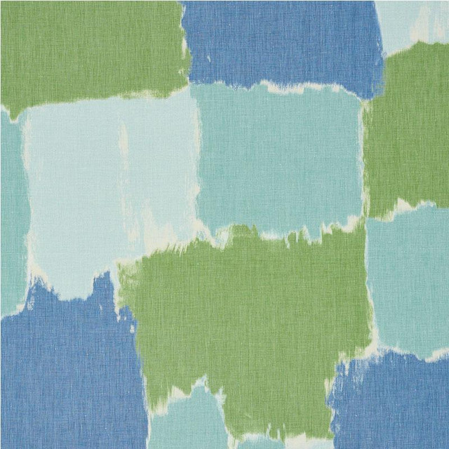 Colorblock Ikat Aqua 178470 by Schumacher Designer Fabric Freehand 54.0" - Swanky Fabrics - Colorblock Ikat Aqua 178470 by Schumacher Designer Fabric Freehand 54.0" - Swanky Fabrics -