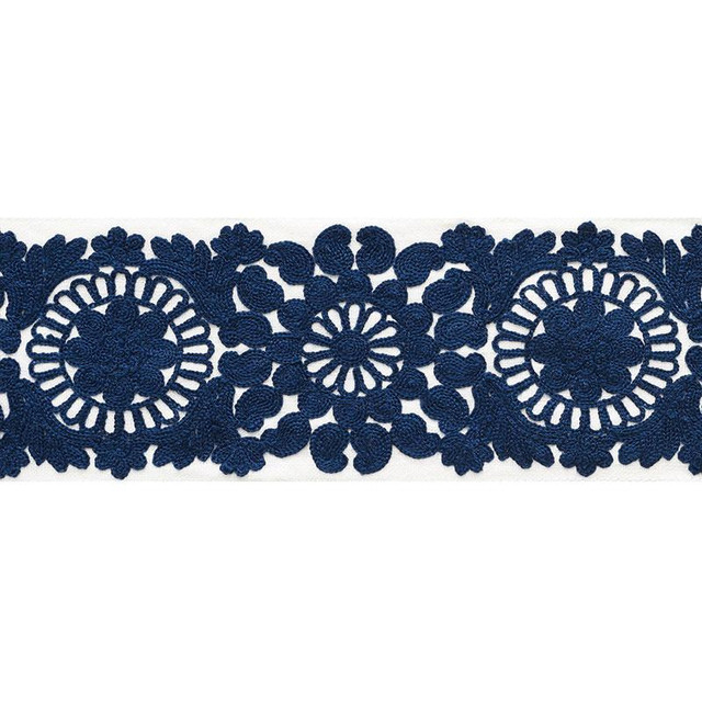 Joelle Tape Blue 73622 by Schumacher Designer Trim Happy Together 6.12" - Swanky Fabrics -
