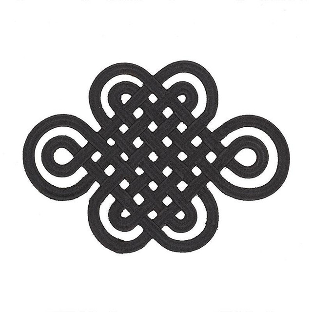 Good Luck Knot Appliqu Black 73051 by Schumacher Designer Trim Orient Express 9.0" - Swanky Fabrics -