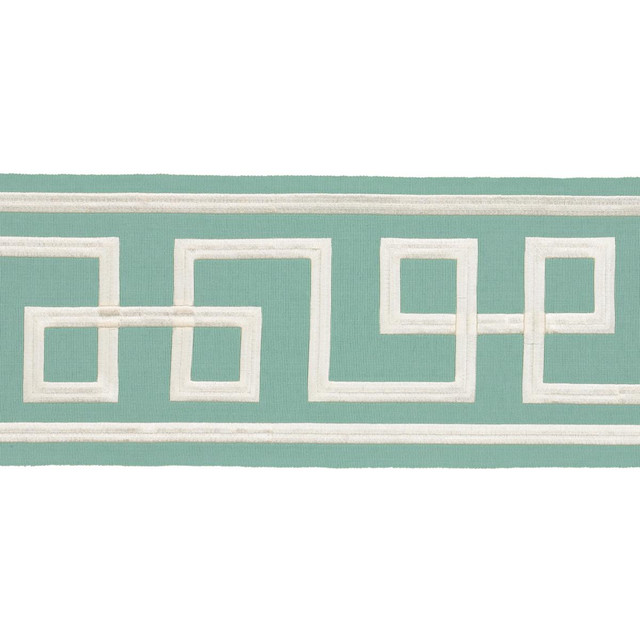 Octavius Tape Aqua Marine 66161 by Schumacher Designer Trim Mary Mcdonald 15.0" - Swanky Fabrics -