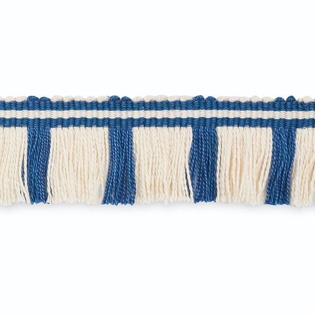 Gordon Cut Fringe Ivory/Bluebell Cf3021-2 by Schumacher Designer Trim SCHUMACHER TRIM PROGRAM See Sample UNITED STATES OF AMERICA TO BE DETERMINED </p><p>Repeat: Horizontal: - and Vertical: - 1 1/8" WIDE (3CM) - Swanky Fabrics -